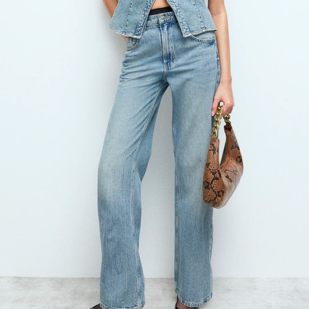 H&M Wide Leg High Rise Light Wash Jeans